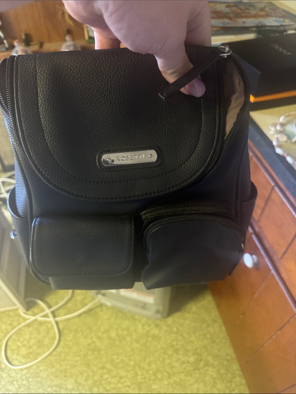 Rosetti Black Pebbled Faux Leather Mini Backpack